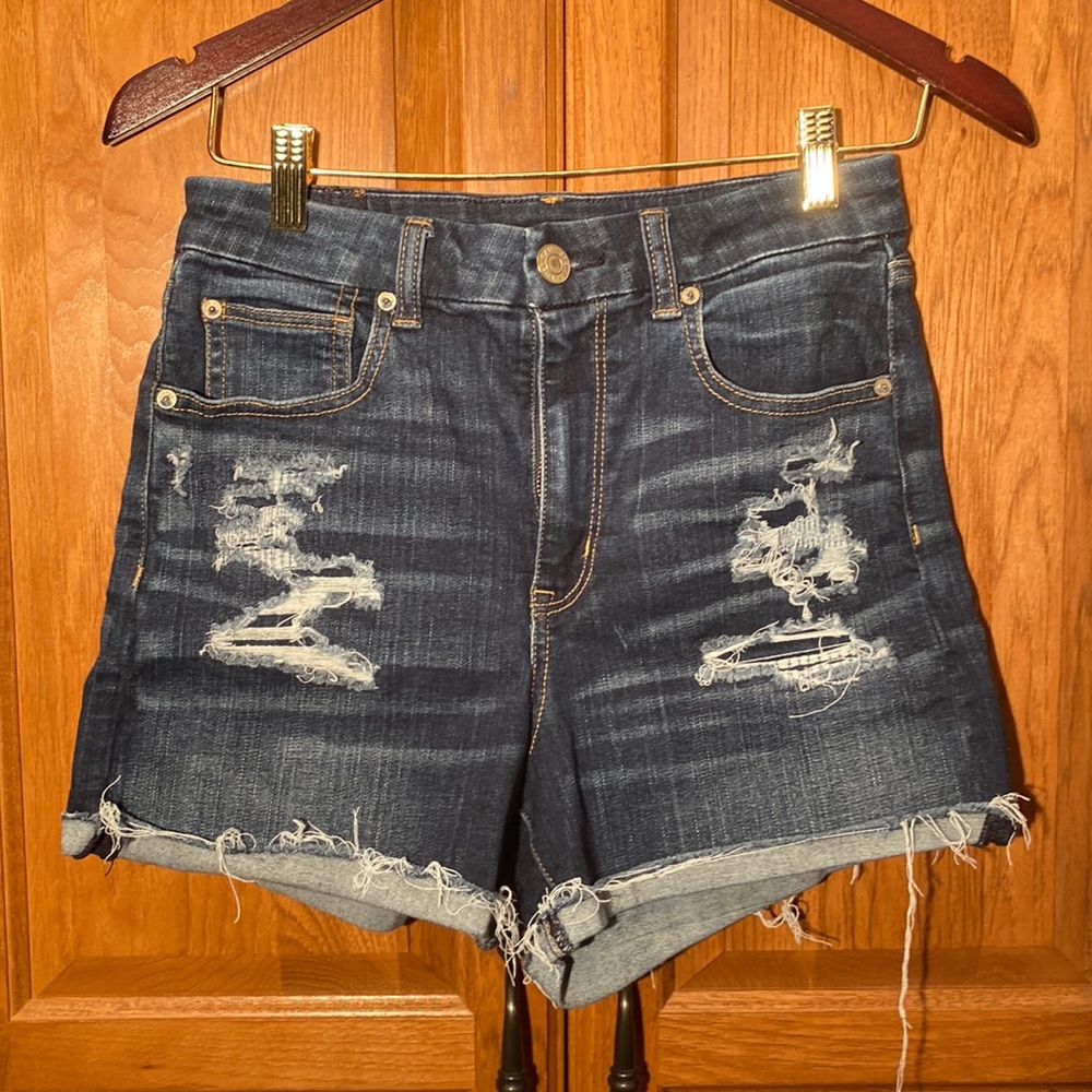 American Eagle Ne(x)t Level Stretch Curvy Hi-rise Shortie Jean Shorts.